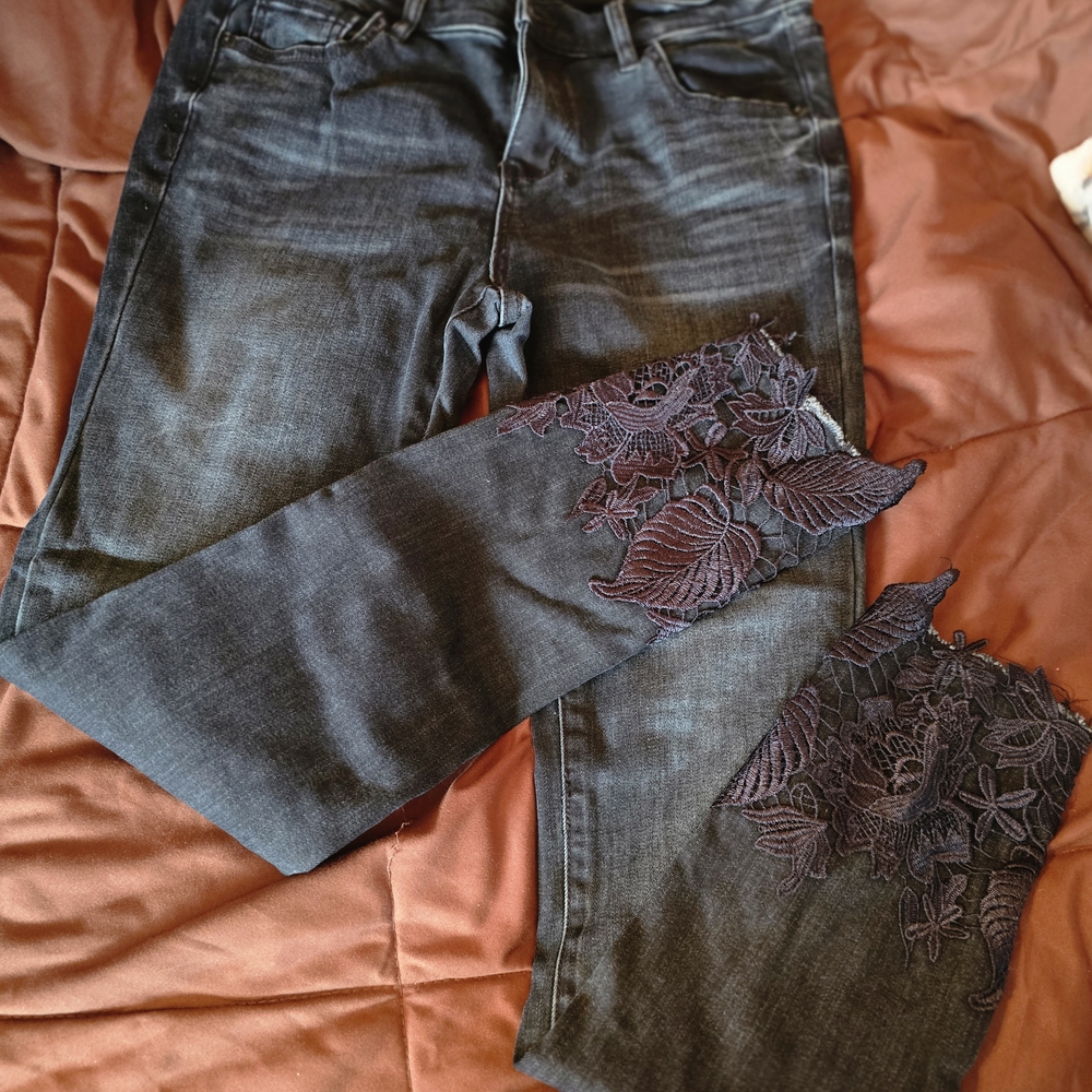 SALE!!!  Soho Charcoal Jeans with Purple Lace Accents